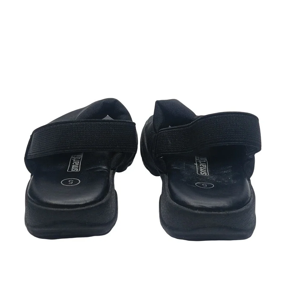 Smart Sandals Kids 5 Black Elastic Slingback‎ Fabric Upper Lug Sole Slides